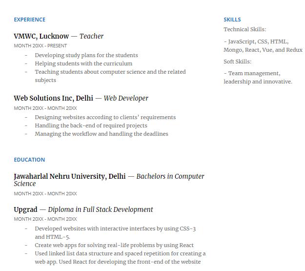 full stack developer resume sample 2